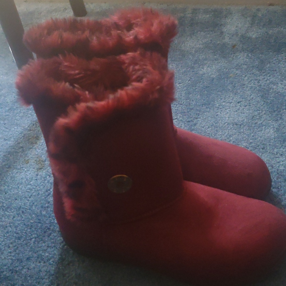Vionic Indulge Fairfax Ortho Burgundy Boots 8 Faux Fur Tall Pull On
